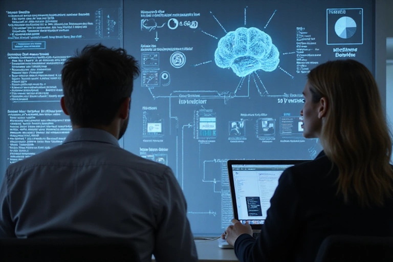 Financial advisor explaining concepts with AI overlay