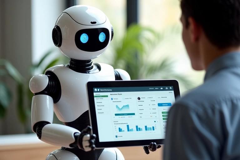 Robo-advisor assisting a person with investments