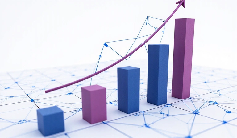 Illustration of growing bar graphs and expanding network lines, symbolizing scalability and growth.