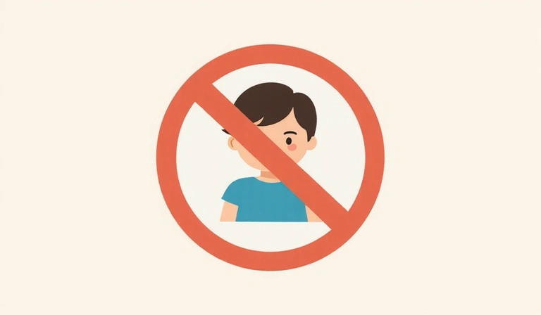 Illustration of a child icon with a 'no' symbol